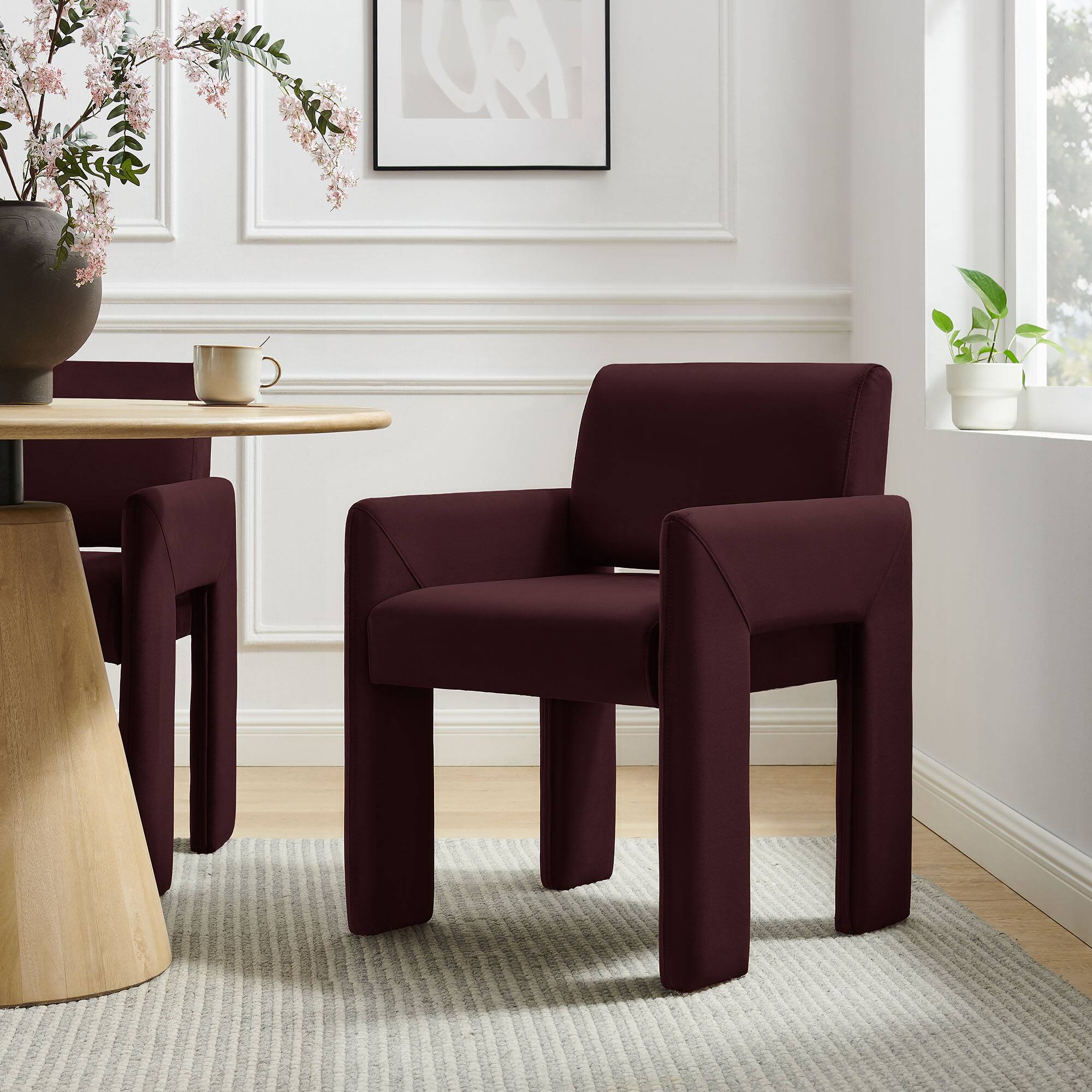 Front. Modway - Daven Upholstered Dining Chair by Modway - Mulberry.