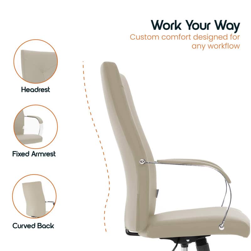 LeisureMod - Set of 2 Sonora Ergonomic High-Back Leather Office Desk Chair with Swivel and Tilt for Conference Room or Home Office - Thumbnail 5
