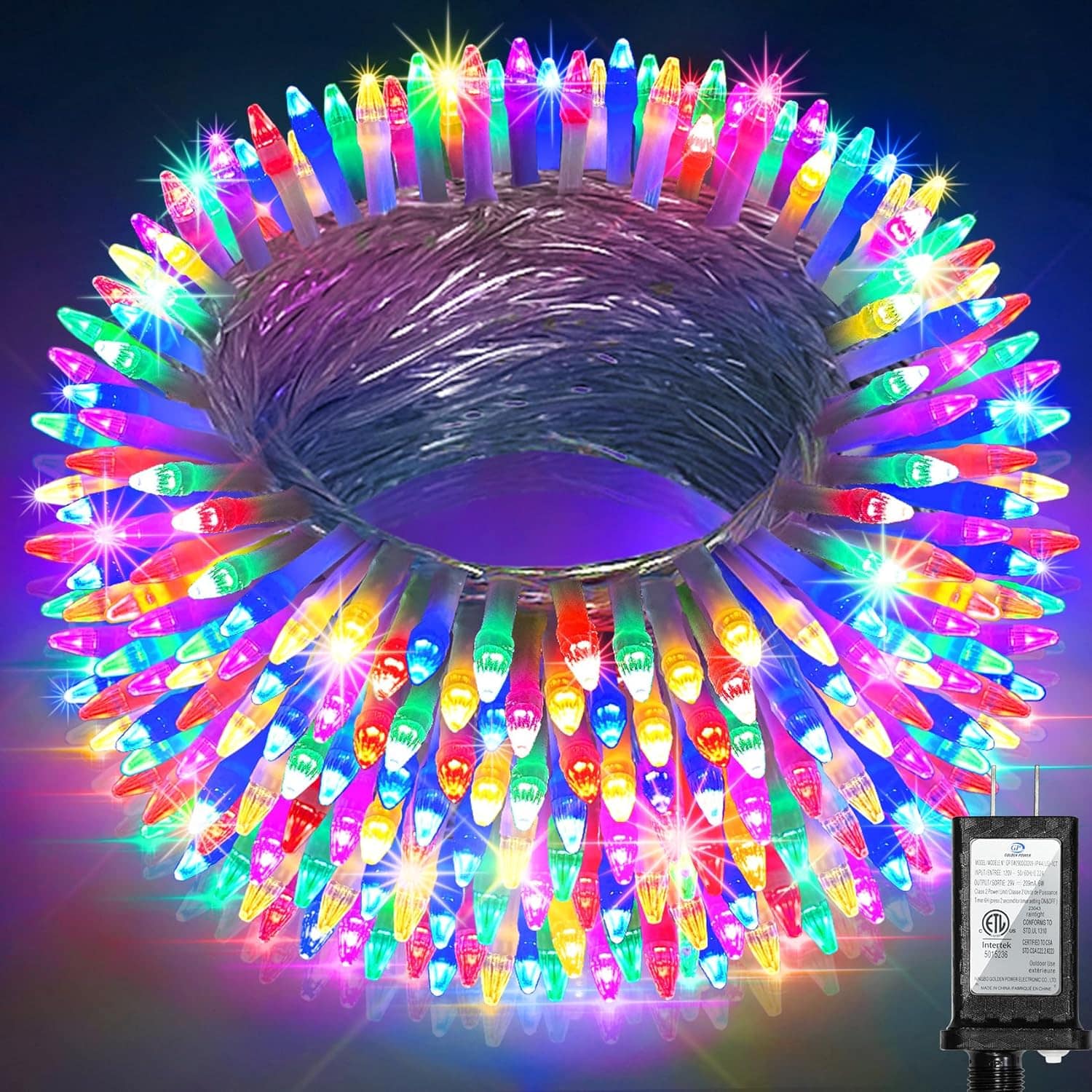 Wikistore - 300LED 100FT Christmas String Lights 8 Modes Connectable with Timer Memory Multicolor