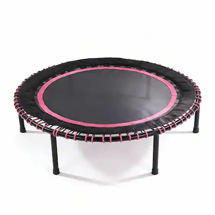 Front. Ecooso - 48" Springless Mini Fitness Trampoline, Quiet Rebounder, 450 lb Capacity, Indoor/Outdoor Cardio Trainer - Pink.