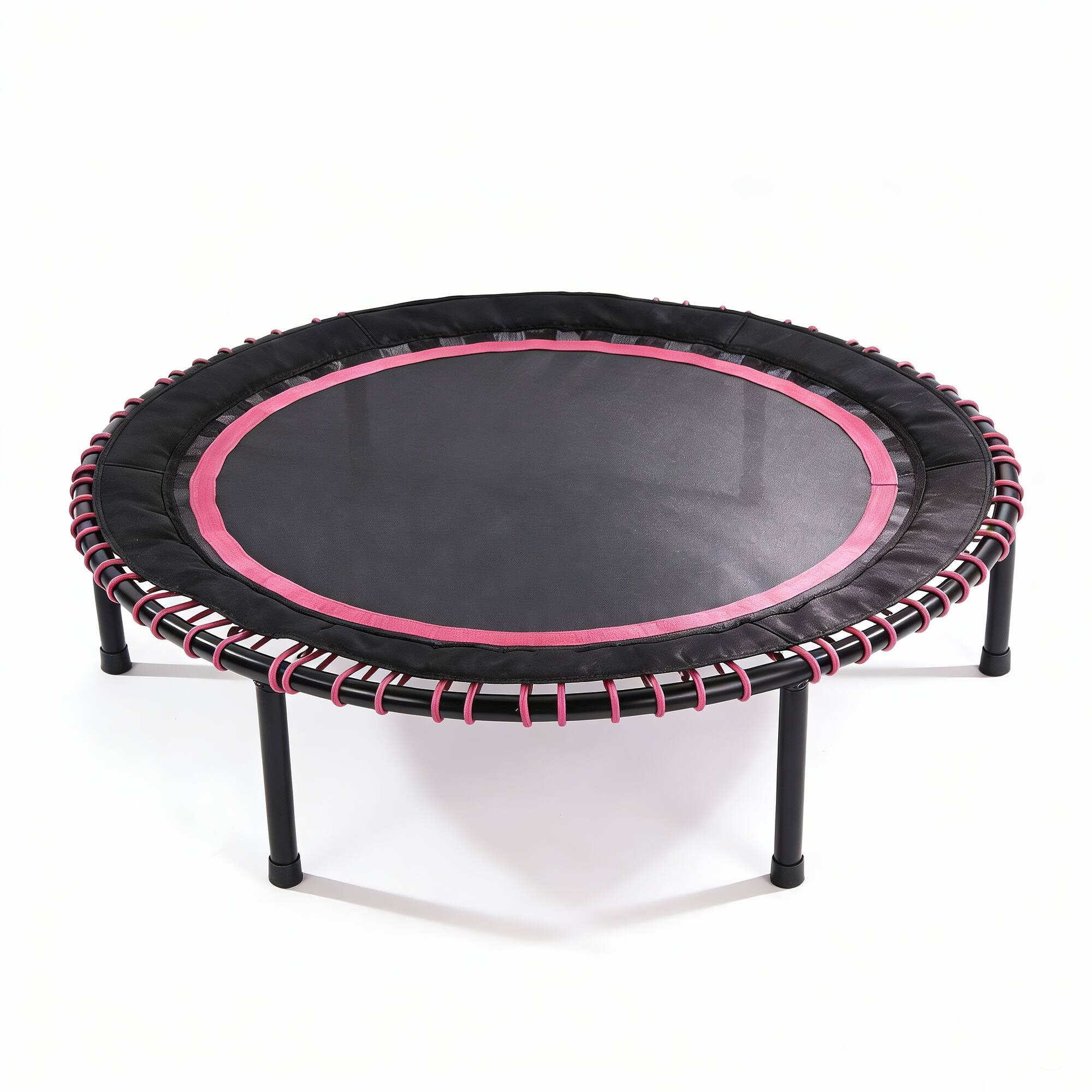 Front. Ecooso - 48" Springless Mini Fitness Trampoline, Quiet Rebounder, 450 lb Capacity, Indoor/Outdoor Cardio Trainer - Pink.
