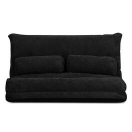 Costway - Floor Sofa Bed 6-Position Adjustable Sleeper Lounge Couch with 2 Pillows - Black