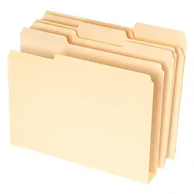 Front. Pendaflex - Pendaflex File Folder, 1/3-Cut Tab, Assorted, Letter Size, Manila, 50/Pack (54459EE) - Manila.