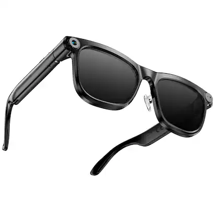 Front. KAIGERR - Smart AI Glasses - with 13MP Camera -Video Recording - Real-Time Translation Bluetooth 5.4 5GHz WiFi 16GB Storage - Black.