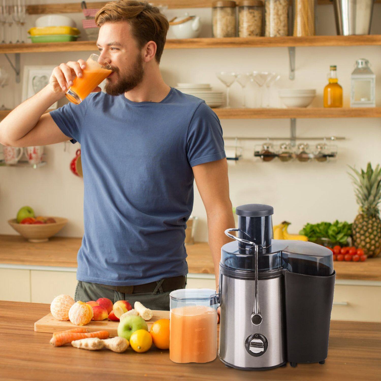 Alt View 6. Forest'nSky - 1000W Centrifugal Juicer with 2 Speeds 3.6in Wide Feed Chute 17Oz Juicer Cup in Black - Black.