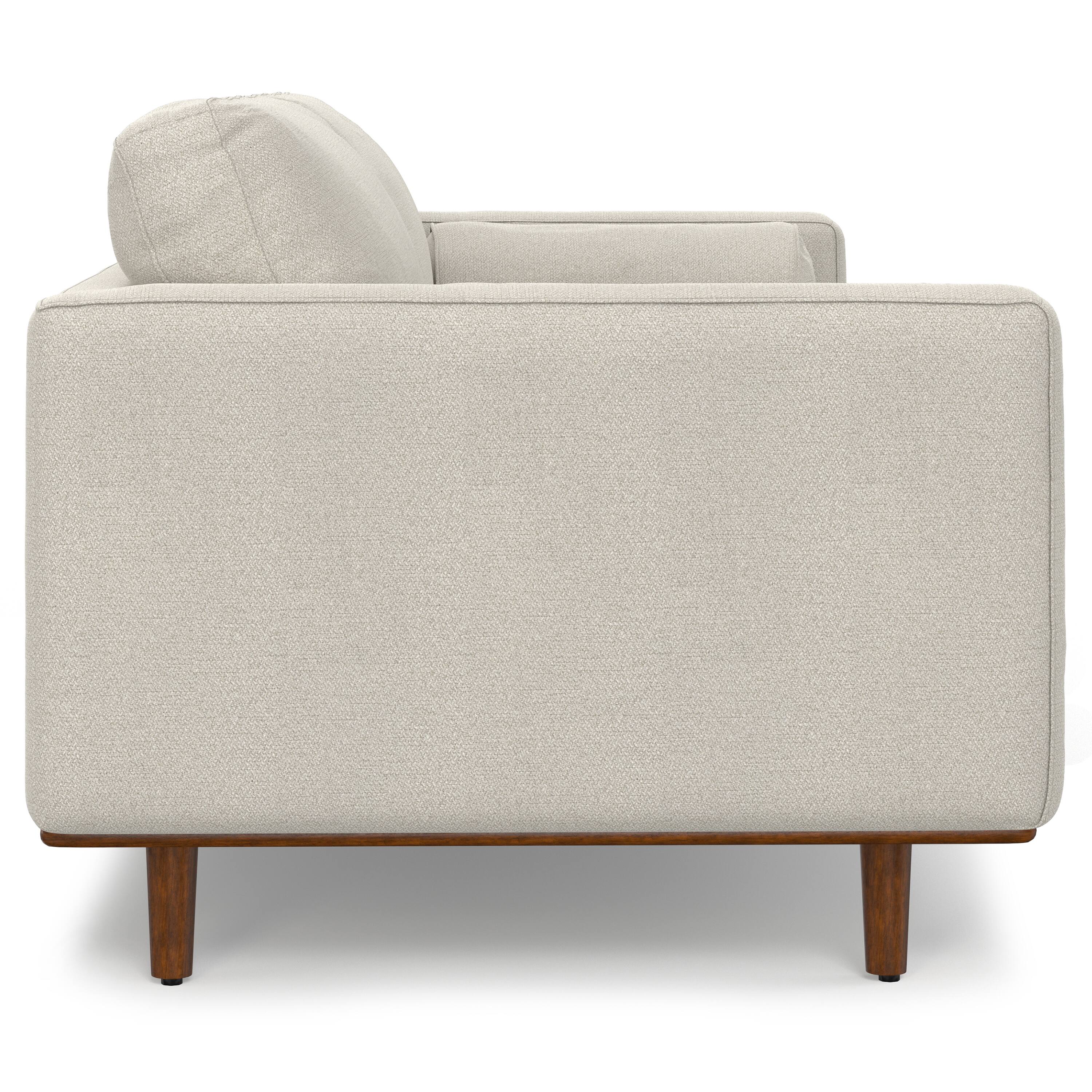 Back. Simpli Home - Morrison 89 inch Wide Mid-Century Modern Sofa in Cream White Woven-Blend Fabric - Cream White.