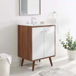 Modway - Transmit Bathroom Vanity Basin Included - Walnut White