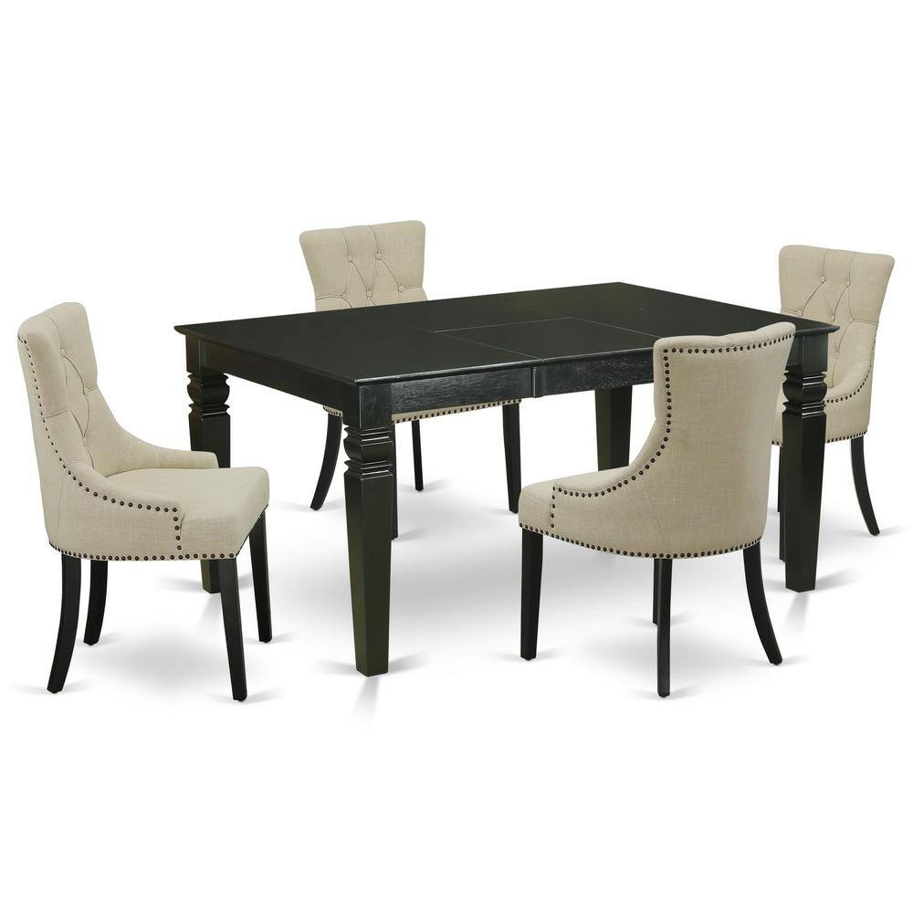 Back. East West Furniture - Dining Room Set Black - Brown.
