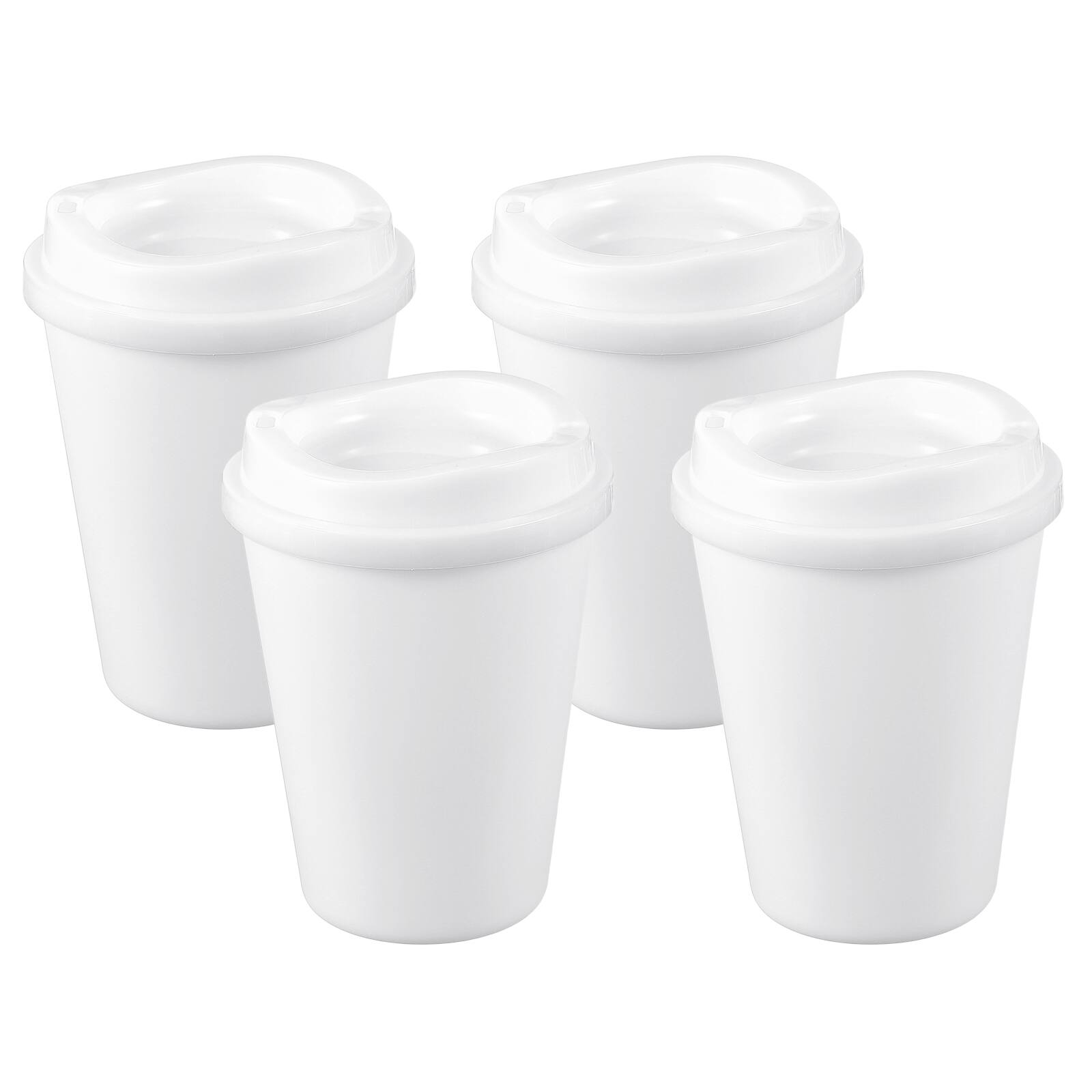 Front. Unique Bargains - 4pcs Reusable Coffee Cups with Lids, 12oz Travel Mugs Spill Proof for Hot and Cold Drinks Juice Tea - White.