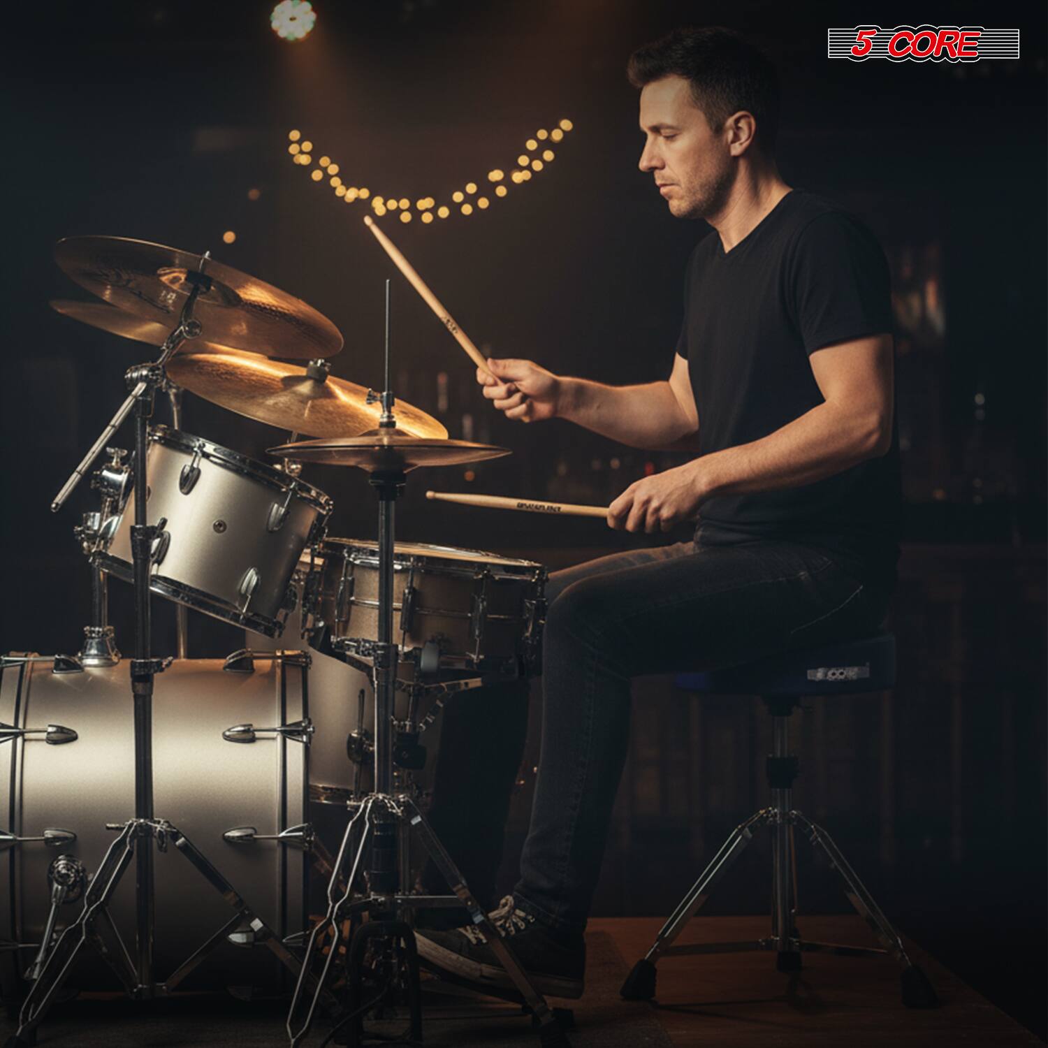 Alt View 4. 5 CORE - 5 Core Drum Throne w Backrest 4" Padded Stool Airlift Adjustable 25.5" Drummer Chair 441Lb Capacity - Blue.