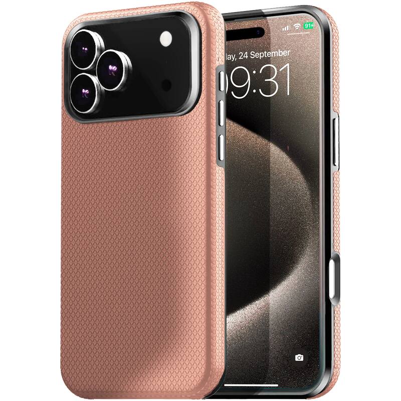 Entronix - Rugged Case for iPhone 17 Pro - Shockproof, Anti-Slip, and Stylish Protection - Pink