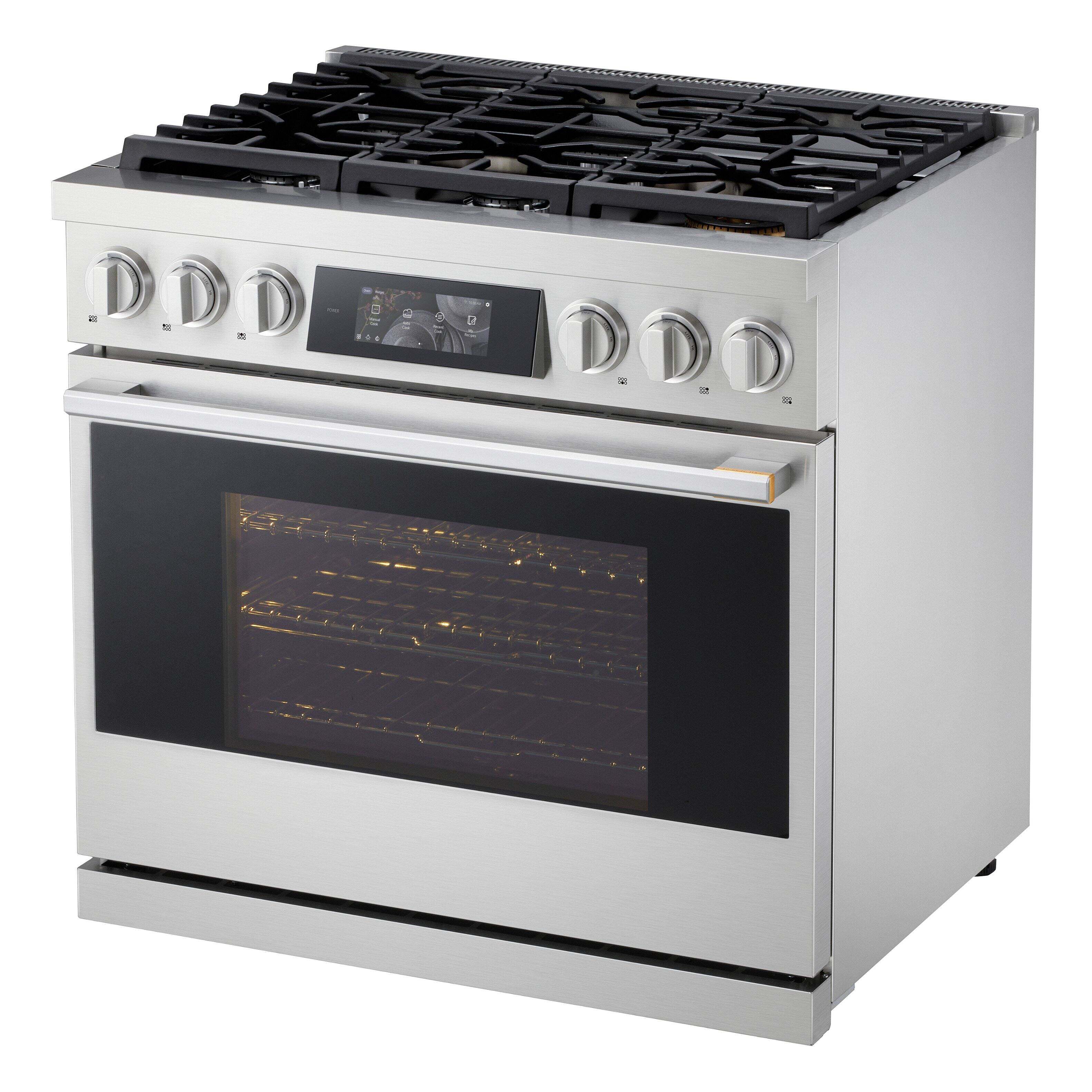 Alt View 6. LG - SIGNATURE 6.3 Cu. Ft. Slide-In Gas True Convection Pro Range with EasyClean, AirFry, and UltraHeat 23K Dual Power Burner - Stainless Steel.