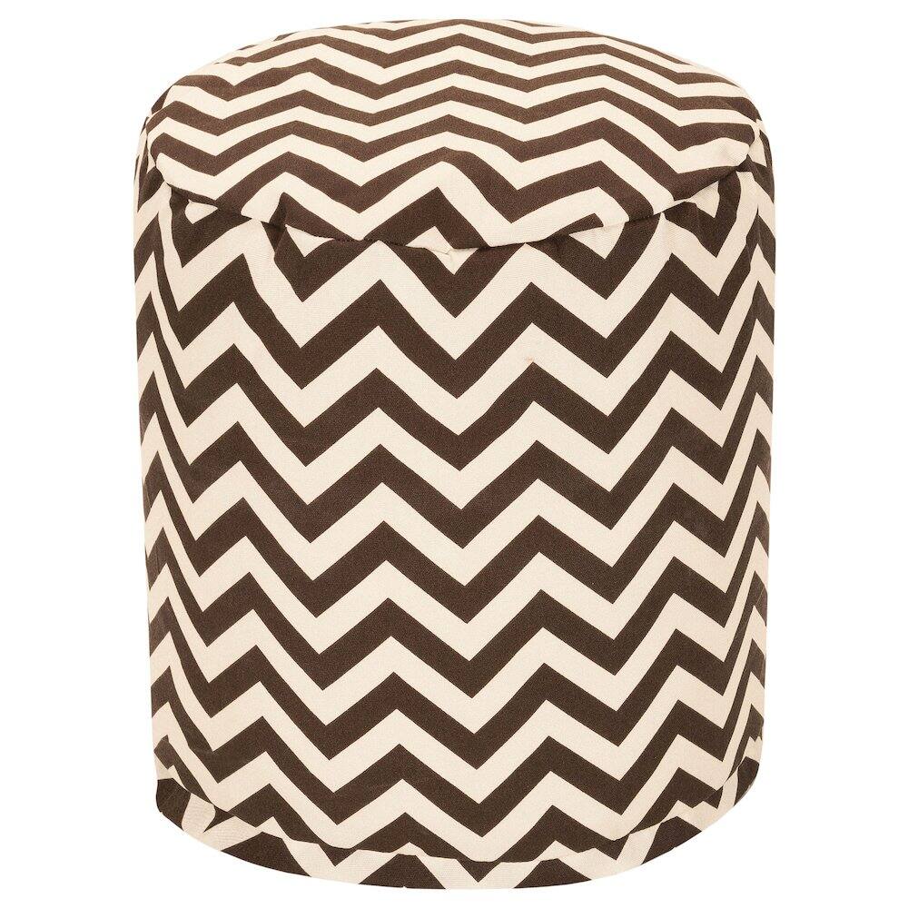 Front. Majestic Home - Pouf Chevron Chocolate - Brown.