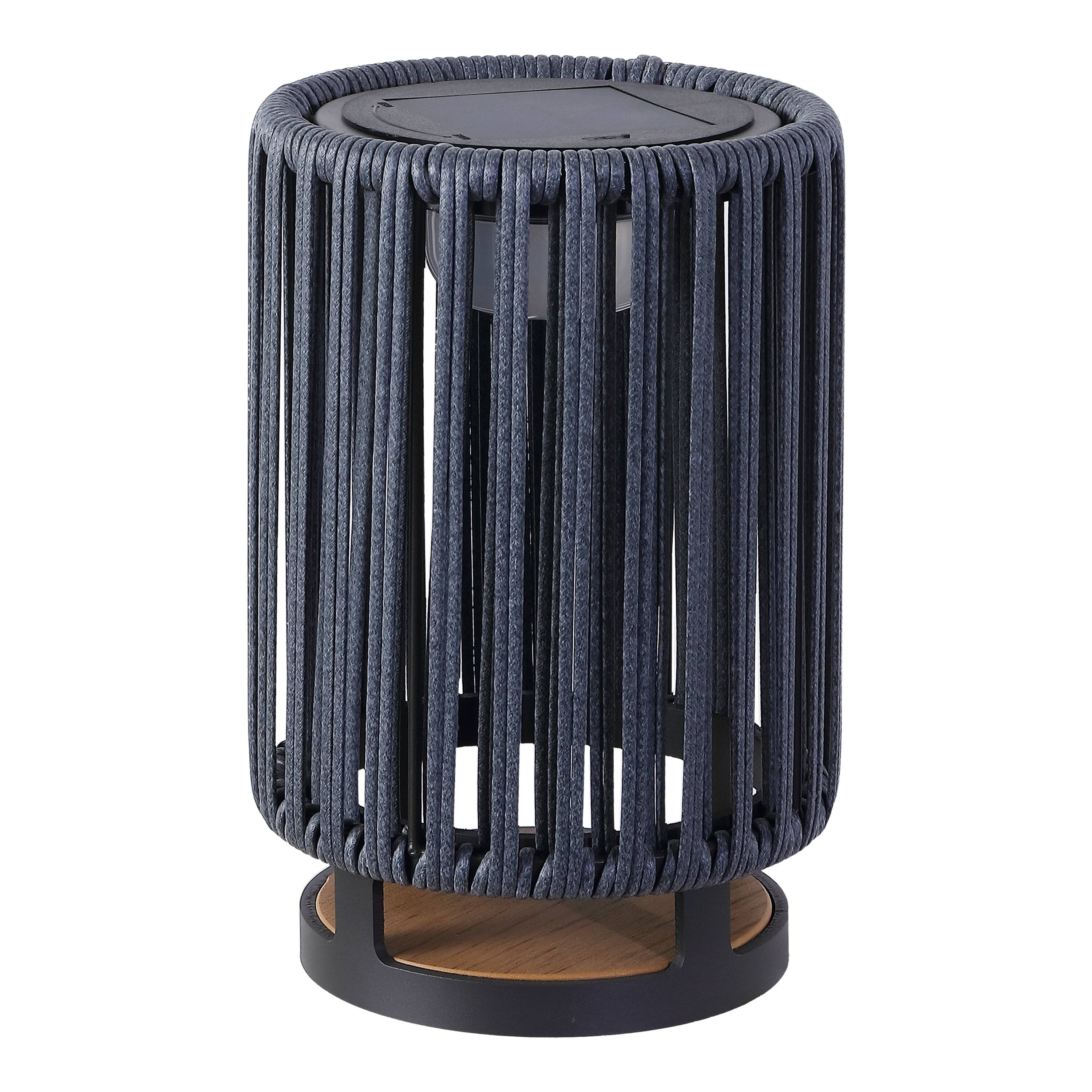 Alt View 6. Jonathan Y - Sawara 12.5" Modern Minimalist Faux Rattan Integrated Indoor/Outdoor LED Solar Powered Lantern, Charcoal/Black - Black/Gray.