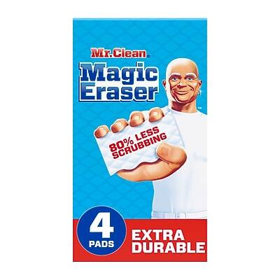 Mr. Clean Magic Eraser  
80% Less Scrubbing  
4 Extra Durable Pads