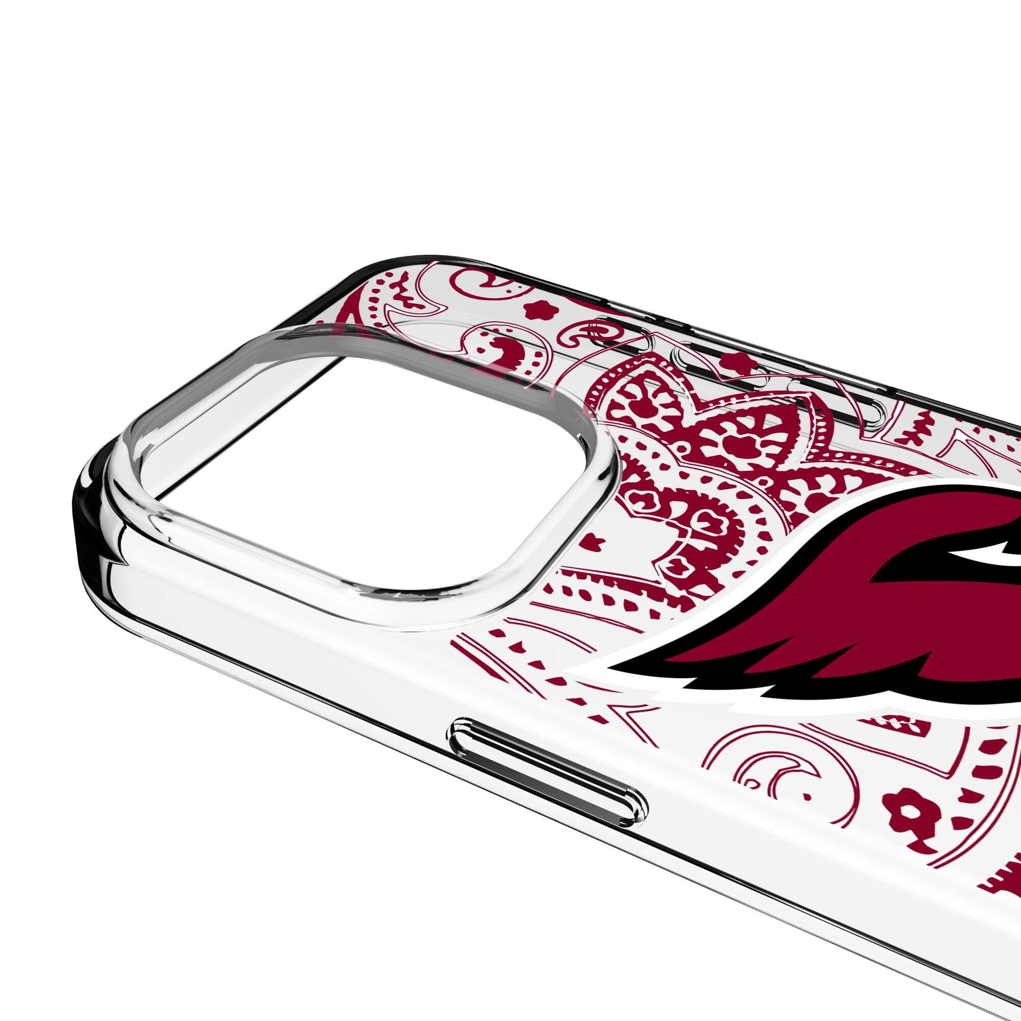 Alt View 2. Keyscaper - Arizona Cardinals iPhone Clear Paisley Design Case - 14 Pro - Multicolor.