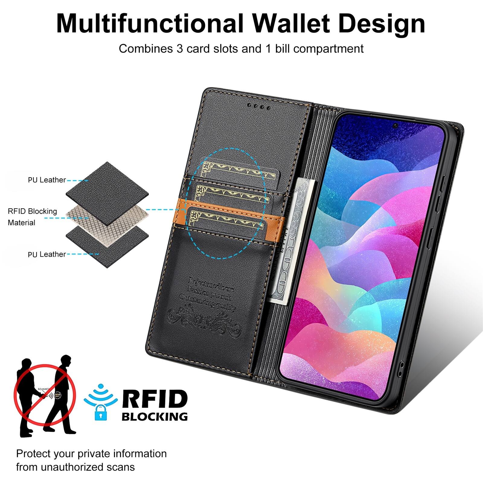 Multifunctional Wallet Design Combines 3 card slots and 1 bill compartment

PU Leather
RFID Blocking Material
PU Leather

RFID BLOCKING

Protect your private information from unauthorized scans