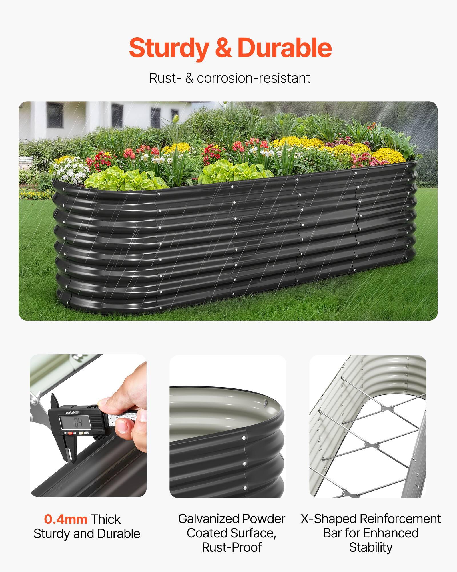 Sturdy & Durable  
Rust- & corrosion-resistant  

0.4mm Thick  
Sturdy and Durable  

Galvanized Powder Coated Surface, Rust-Proof  

X-Shaped Reinforcement Bar for Enhanced Stability