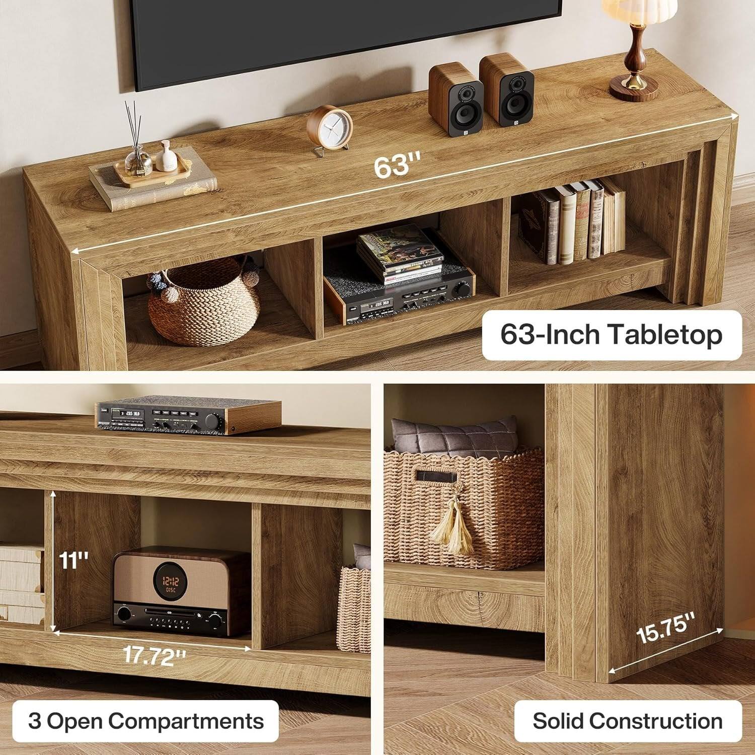 63-Inch Tabletop

11" x 17.72" x 15.75"
3 Open Compartments
Solid Construction