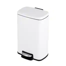 Innovaze - 1.3 Gal./5 Liter Rectangular Matt Step-on Trash Can for Bathroom and Office - White