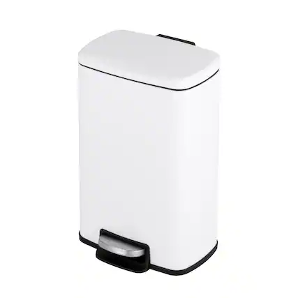 Front. Innovaze - 1.3 Gal./5 Liter Rectangular Matt White Step-on Trash Can for Bathroom and Office - White.