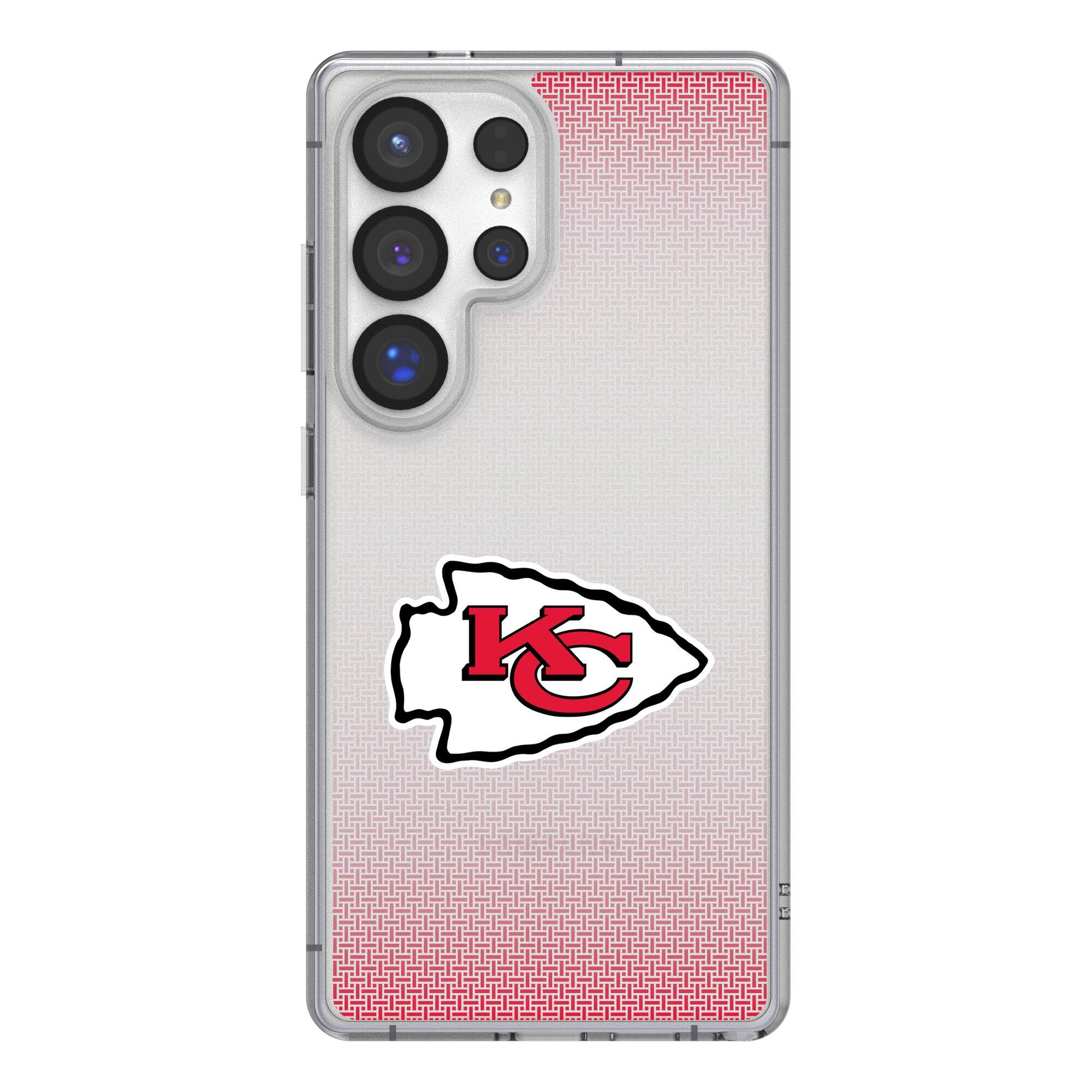 Front. Keyscaper - Kansas City Chiefs Linen Logo Galaxy Clear Case - S22 - Multicolor.