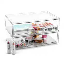 Sorbus - 2 Pack Acrylic Drawer Organizers - Makeup Case Pull-Out Drawers (12.1’’ Wide) - Clear