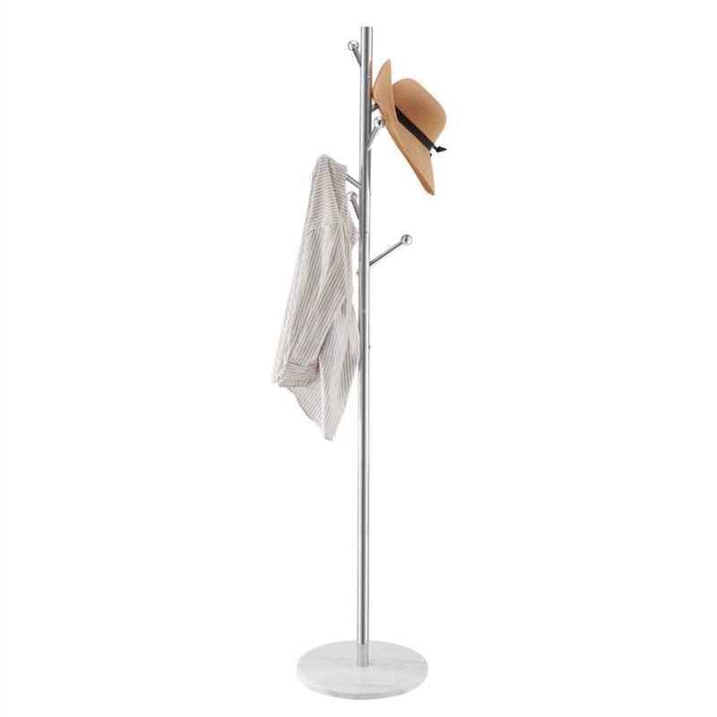 Front. ALEXOUN - Freestanding Coat Rack with Stable Marble Base & 8 Hooks-14.6" x 14.6" x 68.11" Dimensions,40 lbs / 18 kg Load Capacity - White.