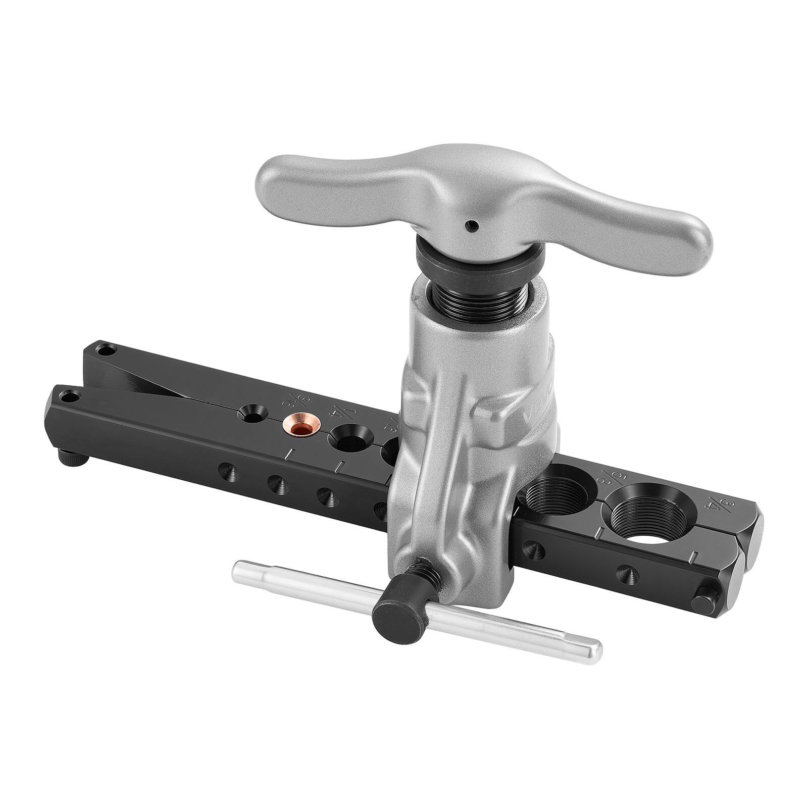 Alt View 5. VEVOR - Flaring Tool HVAC, 45° Eccentric Single Flaring Tool for 3/16" - 3/4" Copper Aluminum Tubes, Copper Pipe Flare Tool - Silver + Black.