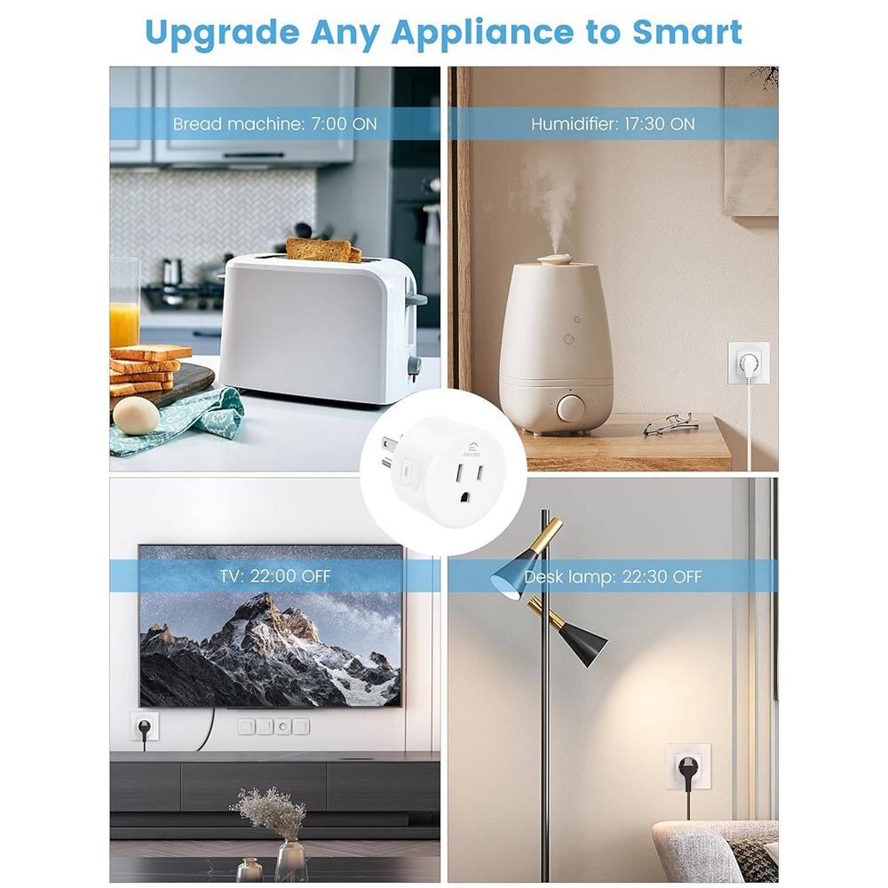 Upgrade Any Appliance to Smart

- Bread machine: 7:00 ON
- Humidifier: 17:30 ON
- TV: 22:00 OFF
- Desk lamp: 22:30 OFF