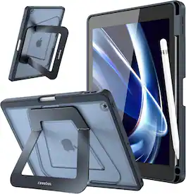 Fintie - Case for iPad 9th / 8th / 7th Generation 10.2 Inch | Shockproof Slim Frosted Hard Back Cover Multi-Angle Viewing - Black