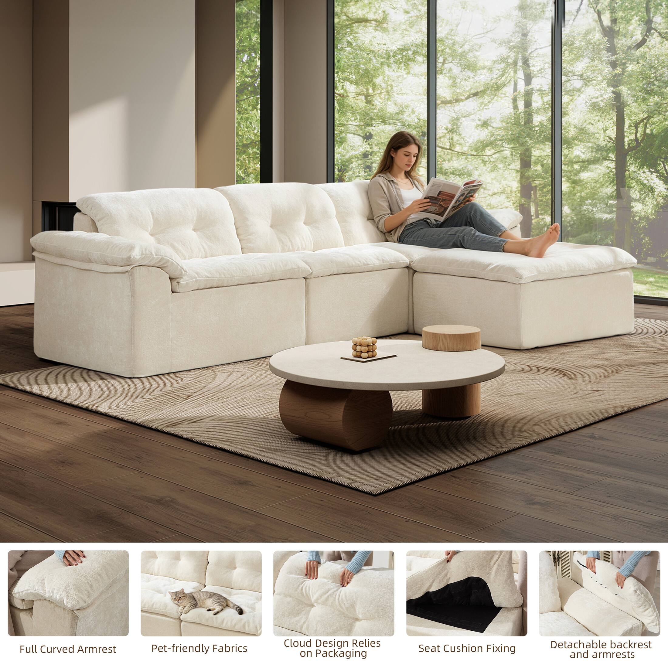 - Full Curved Armrest
- Pet-friendly Fabrics
- Cloud Design Relies on Packaging
- Seat Cushion Fixing
- Detachable backrest and armrests