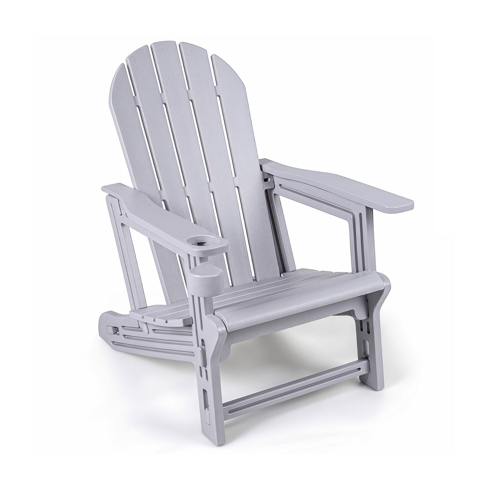 Alt View 9. Gymax - Gymax Adirondack Chair HDPE All-Weather Fire Pit Chair w/Cup Holder & Wooden Texture - Gray.