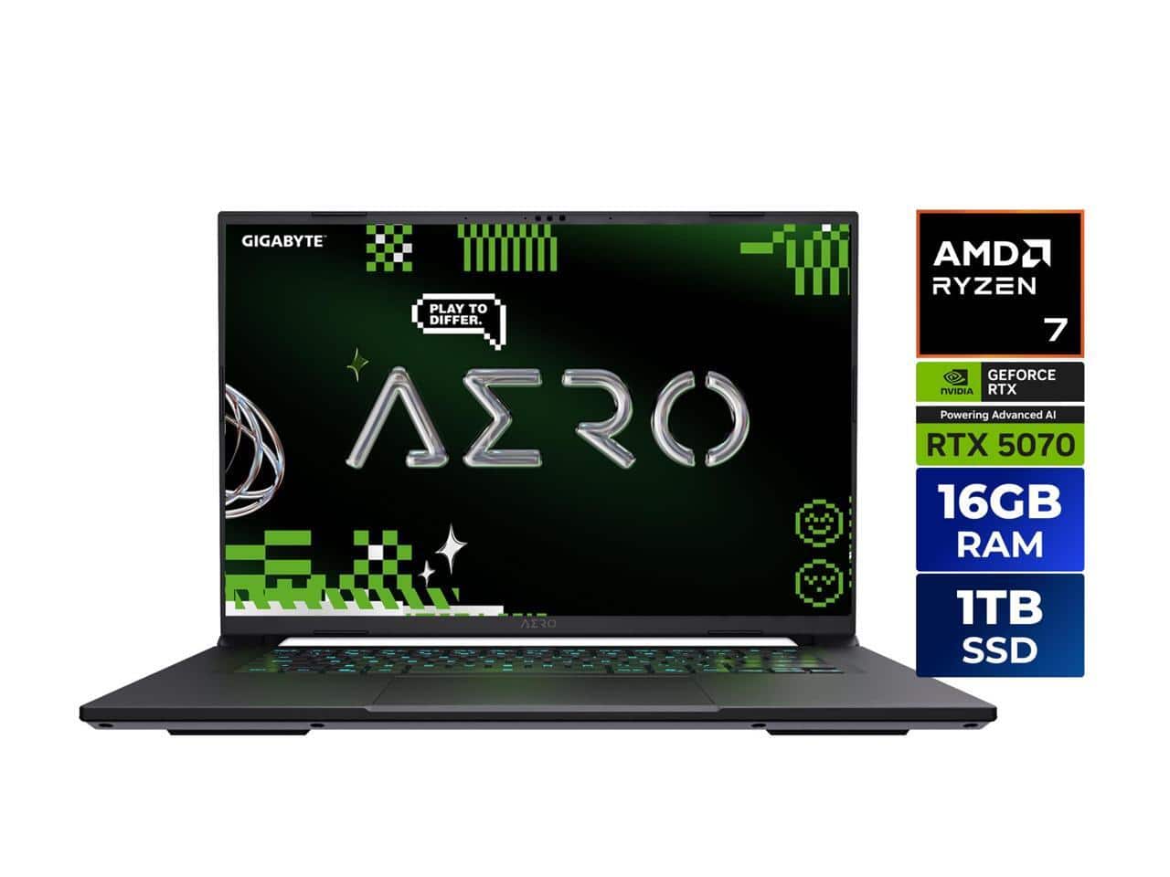 GIGABYTE - AERO X16 Copilot+ PC - 165Hz WQXGA - RTX 5070 - Ryzen AI 7 350 - 1TB SSD 16GB DDR5 - Windows 11 - Lunar White - Thumbnail 3