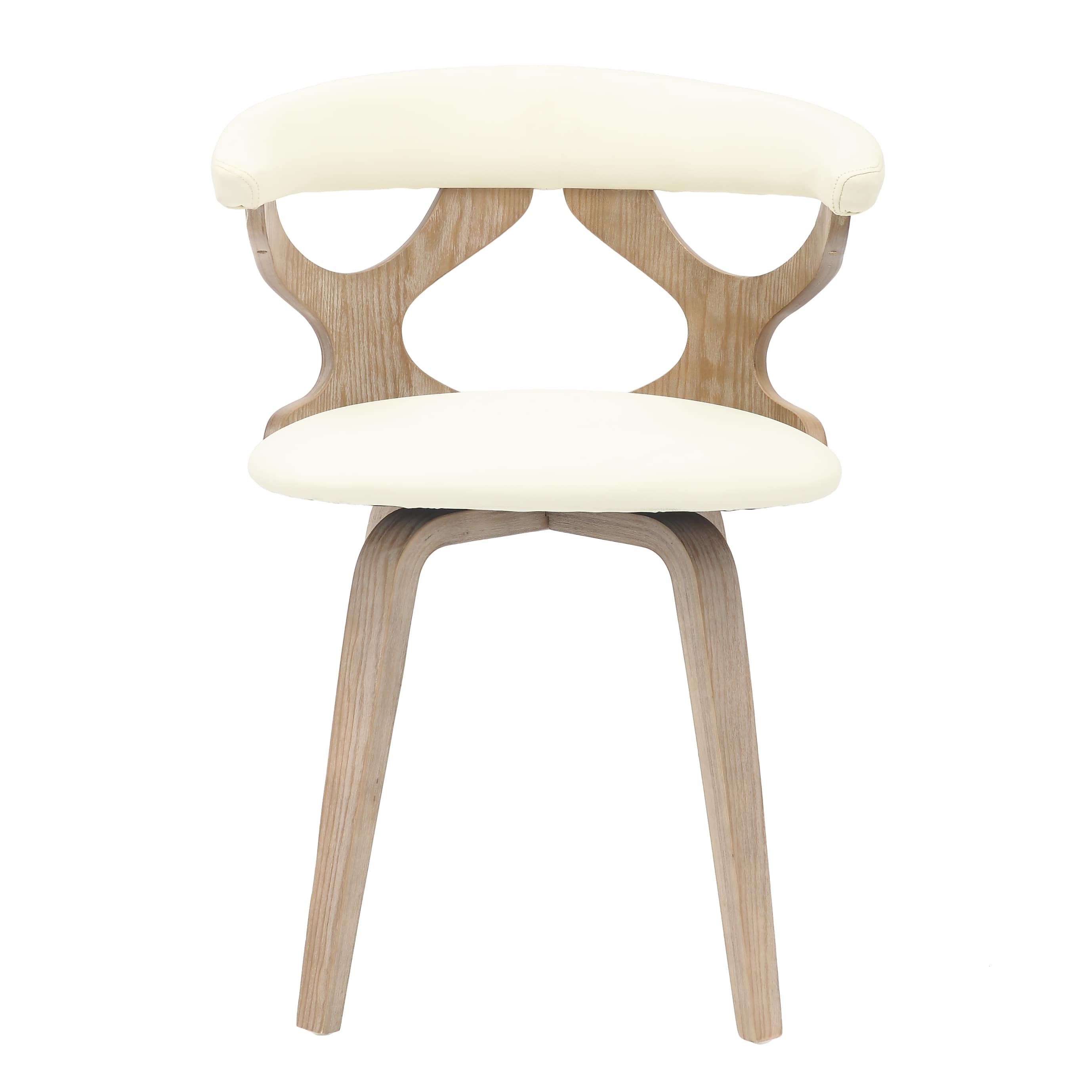 Alt View 2. LeisureMod - Klyne 2-PCS Swivel Dining Chair with Cutout Back & Leather Seat - Walnut/Taupe - Washed Walnut/White.