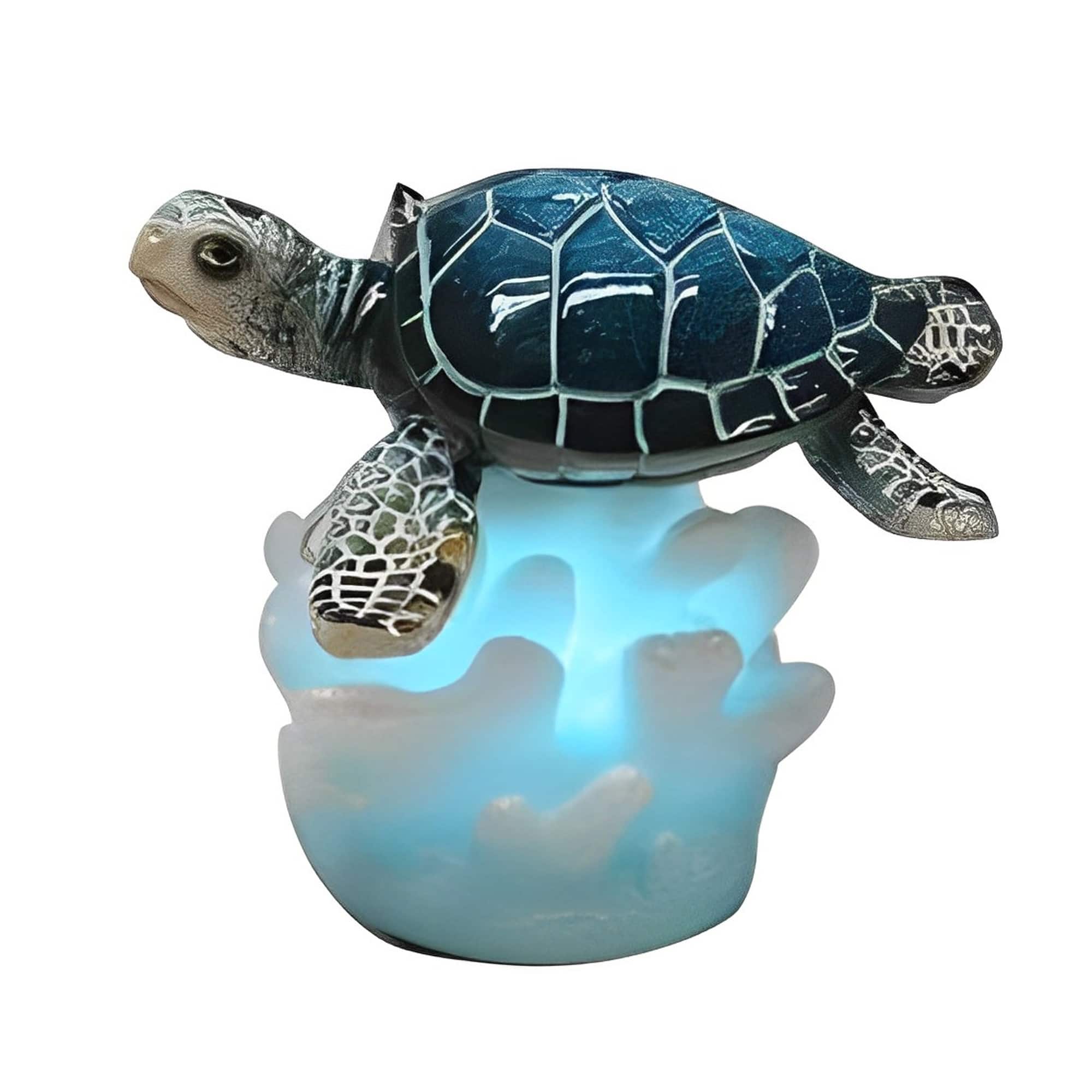 FC Design - 3"H LED Sea Turtle on Coral Figurine Statue Office Desk Tabletop Home Decor Gift - Multi-Color