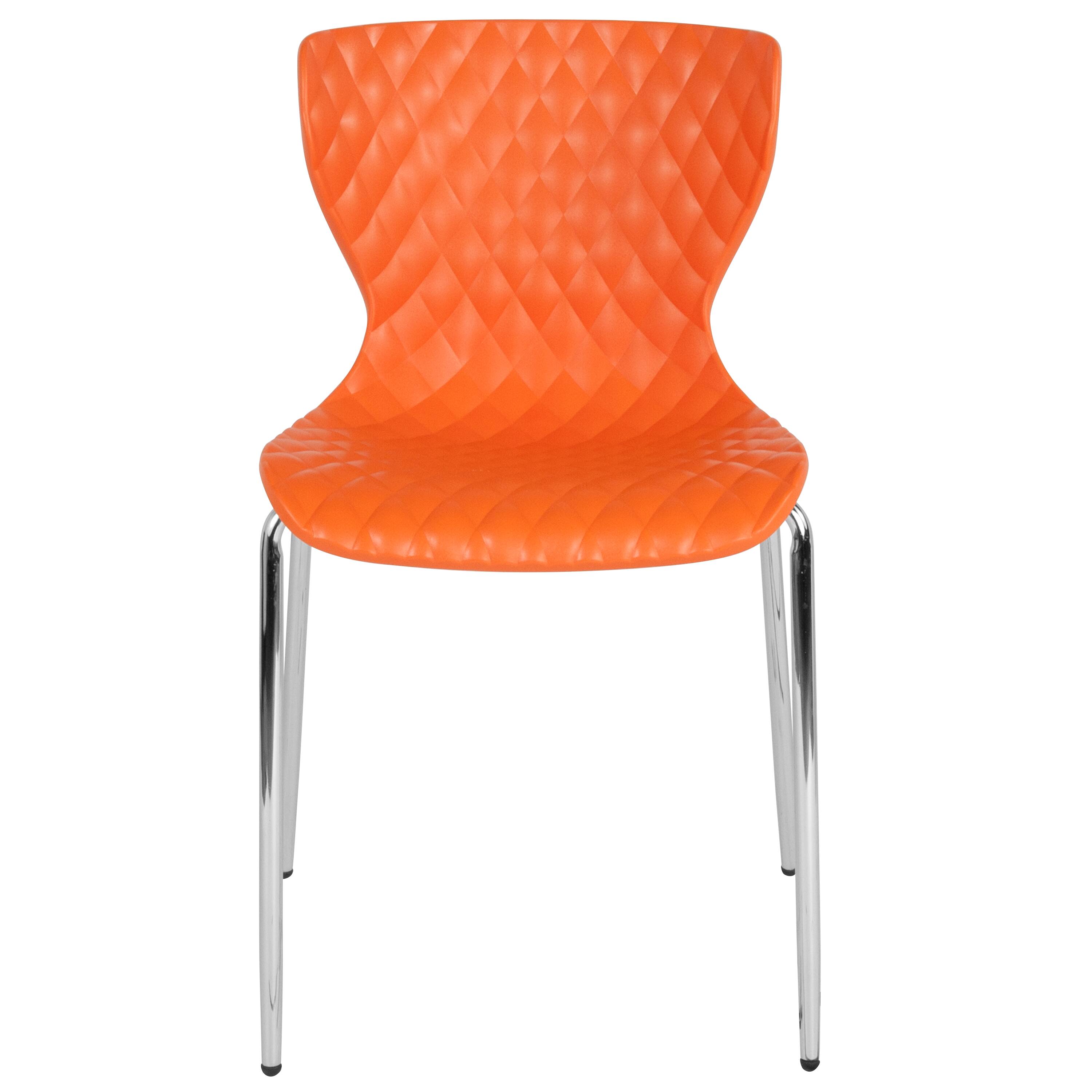 Alt View 8. Emma + Oliver - 4 Pack Contemporary Design Plastic Stack Chair - Orange.