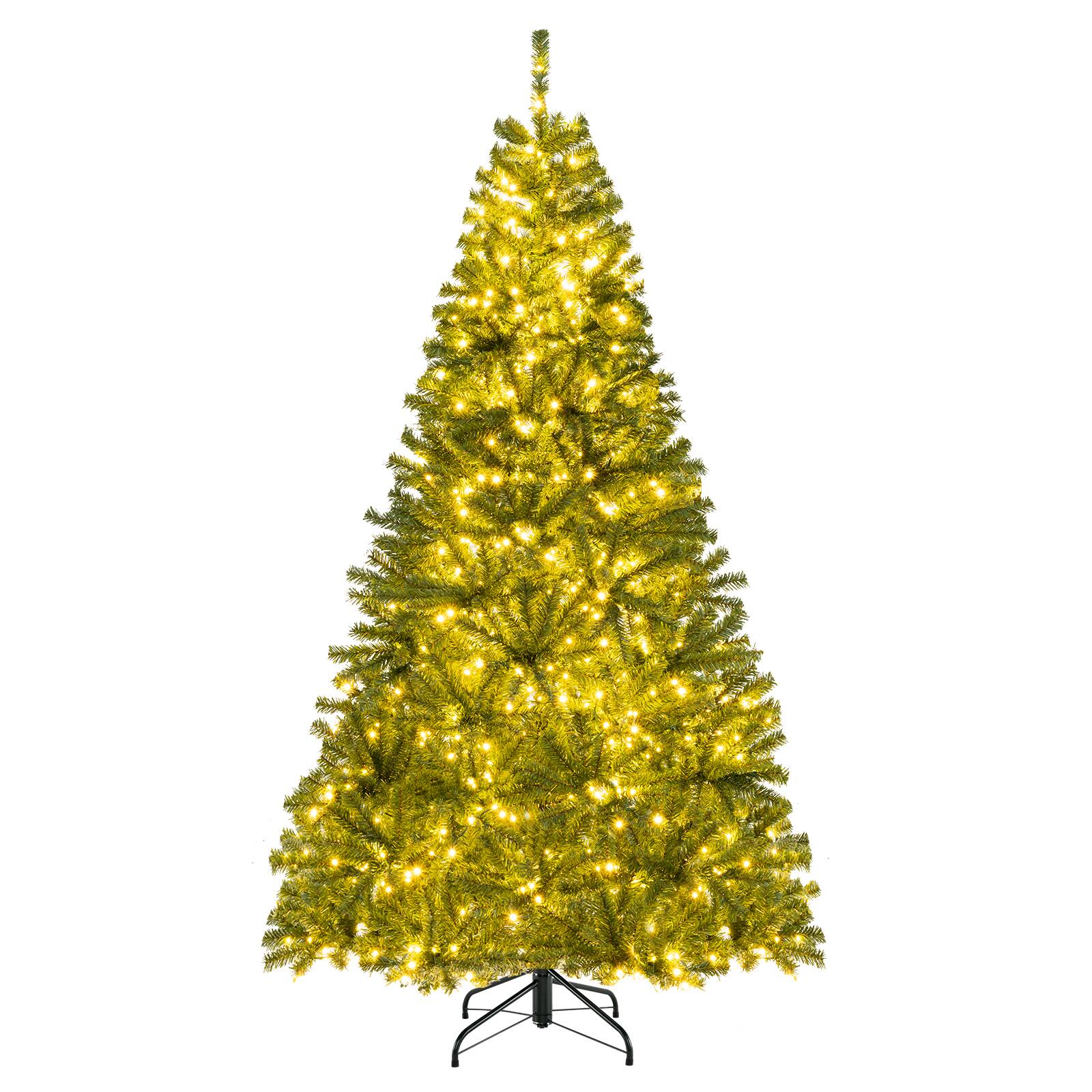 Alt View 9. Gymax - Gymax 7 FT Pre-Lit Artificial Christmas Tree w/ 1000 Warm White LED Lights 3 Modes - Green.