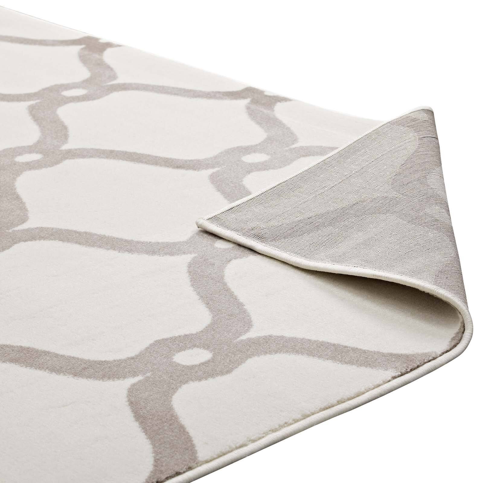 Alt View 3. Modway - Beltara Chain Link Transitional Trellis Area Rug - Beige and Ivory.