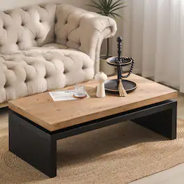 GOODSILO - Contemporary Floating Top Coffee Table with Sleek Design for Modern Living Rooms - Natural Wood