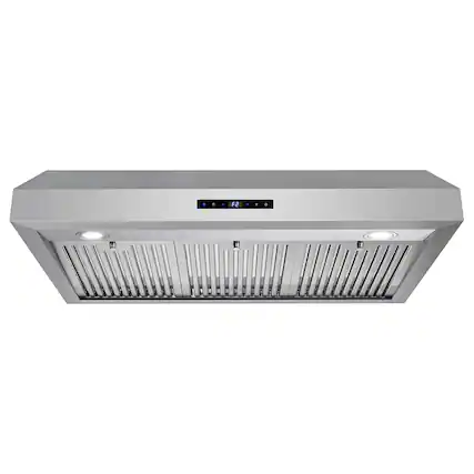 Front. COSMO - UMC36 36 in. Haven Collection 380 CFM Ducted Under Cabinet Range Hood, LED Lights, Touch Controls - Stainless Steel.