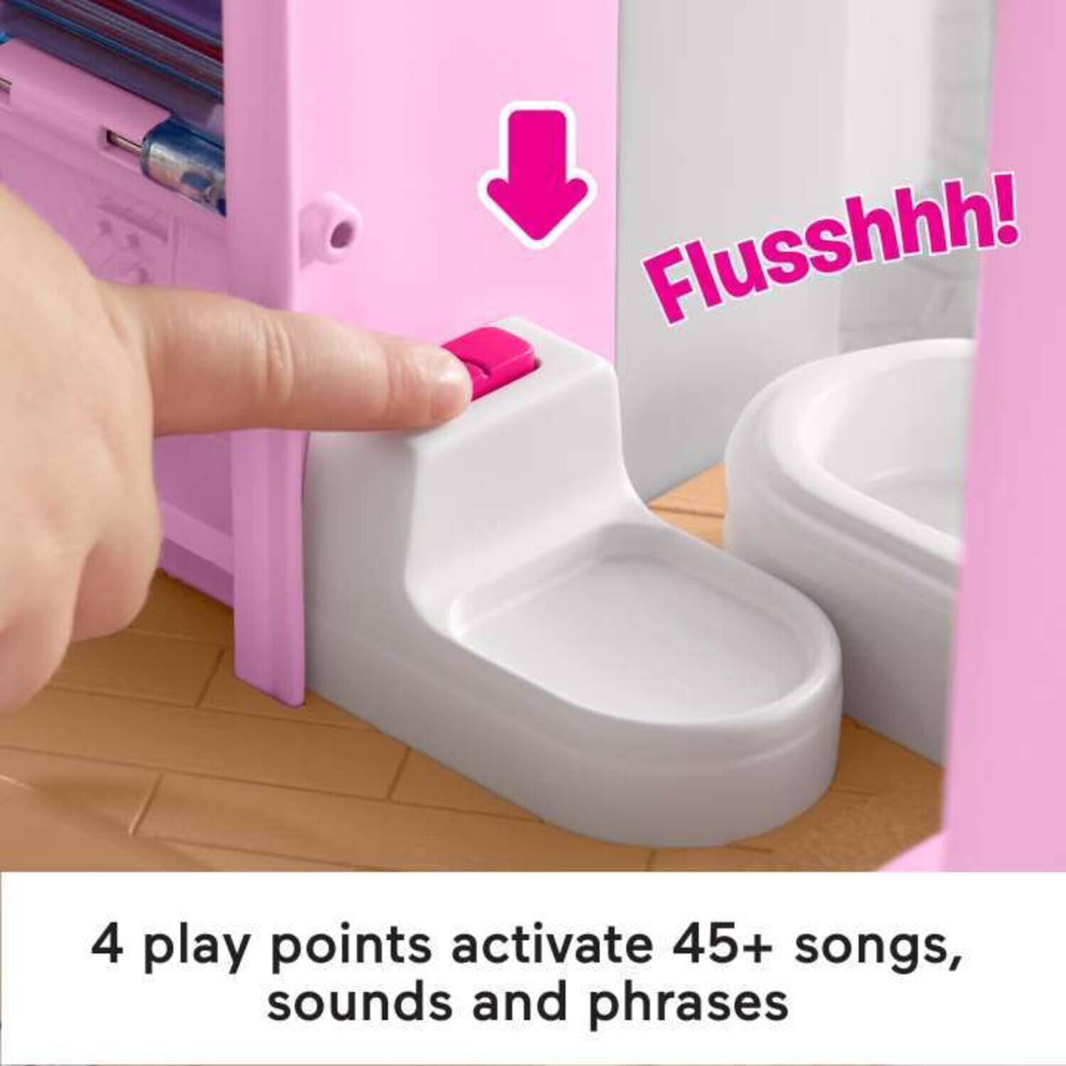 Flusshhh! 4 play points activate 45+ songs, sounds, and phrases.