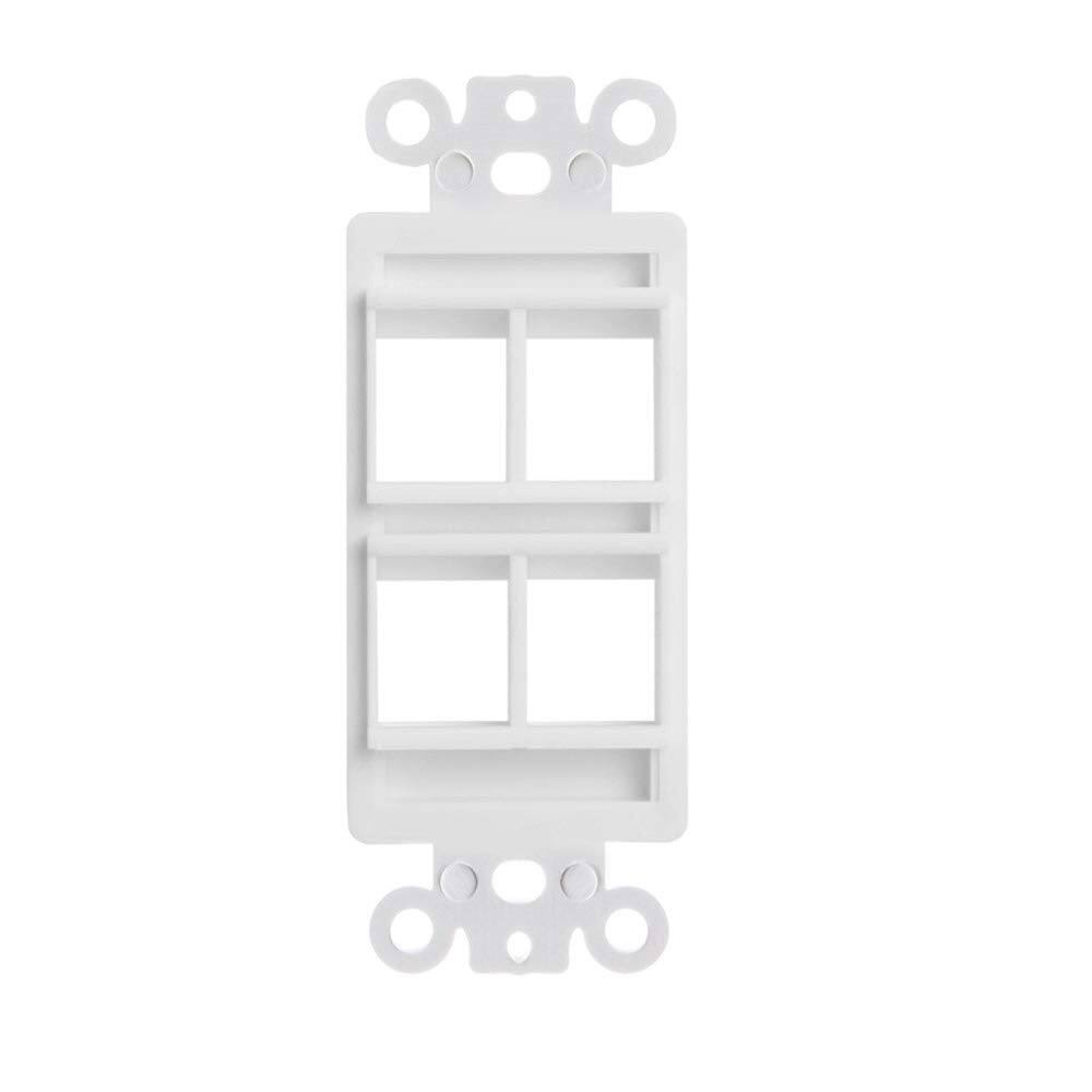 Angle. Cmple.com - 4 Port Decorator Keystone Wall Plate Insert White Single Gang for RJ45 HDMI Coax & Audio - White.