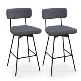 Ecooso - 25 Inch Counter Height Swivel Bar Stools Set of 2, Upholstered Seat with Footrest - Gray