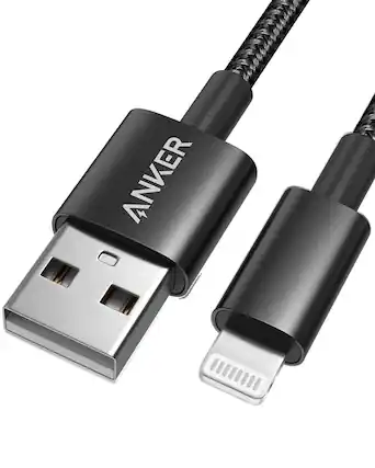 Front. Anker - Anker USB A to Lightning Cable(6FT, 1Pack) - Black.