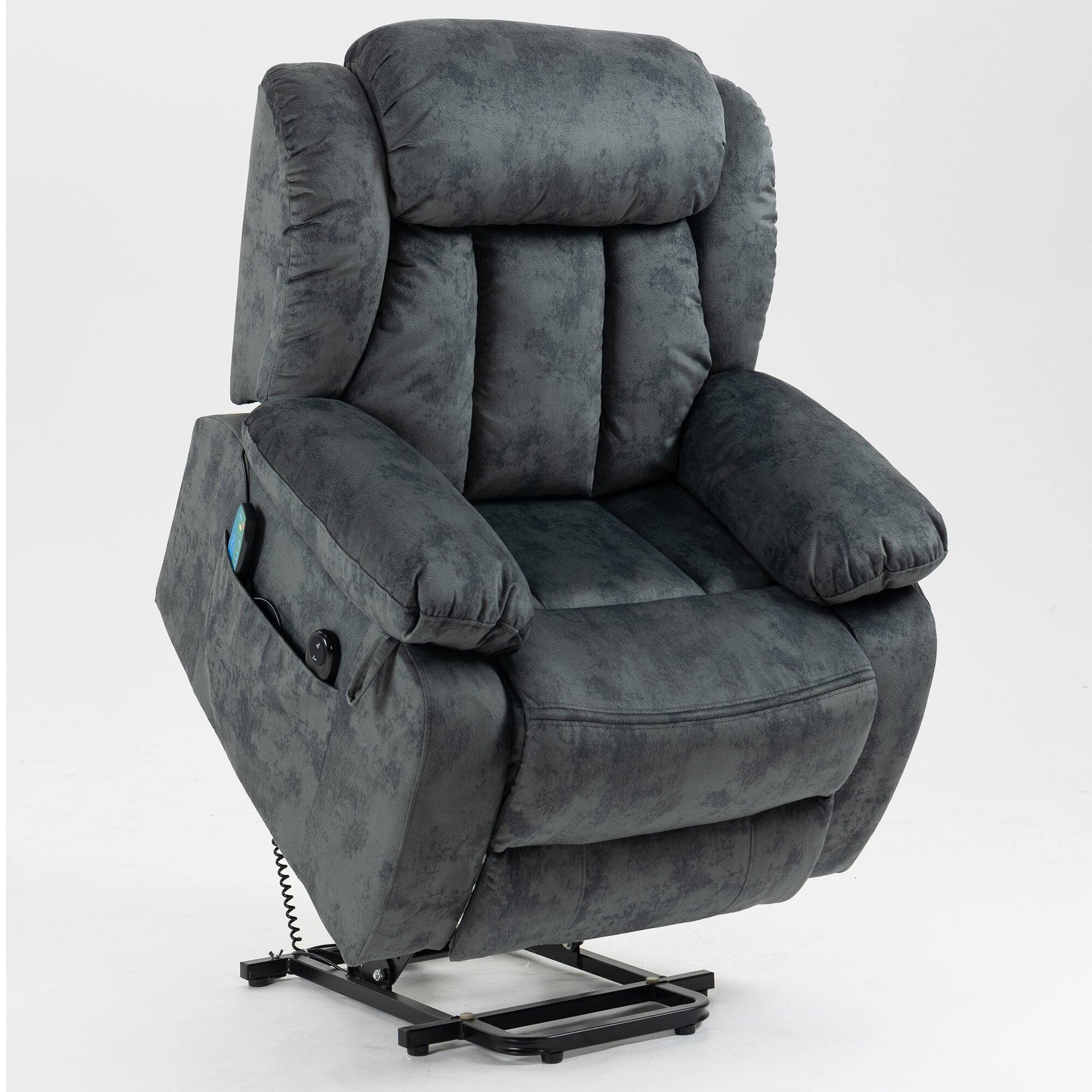 Alt View 1. Boyel Living - Power Lift Recliner Chair for Elderly Massage Heating USB Port Living Room Furniture - Grayish Blue.