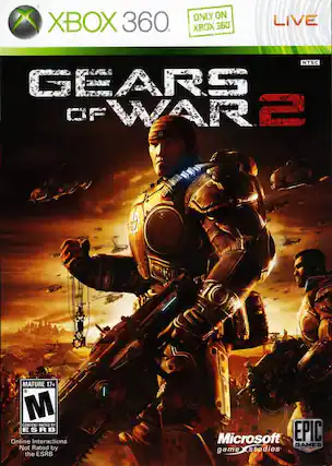 XBOX 360
ONLY ON XBOX 360 LIVE
GEARS OF WAR 2
MATURE 17+
CONTENT RATED BY ESRB
Online Interactions Not Rated by the ESRB
Microsoft game studios
EPIC GAMES - M (Mature 17+)