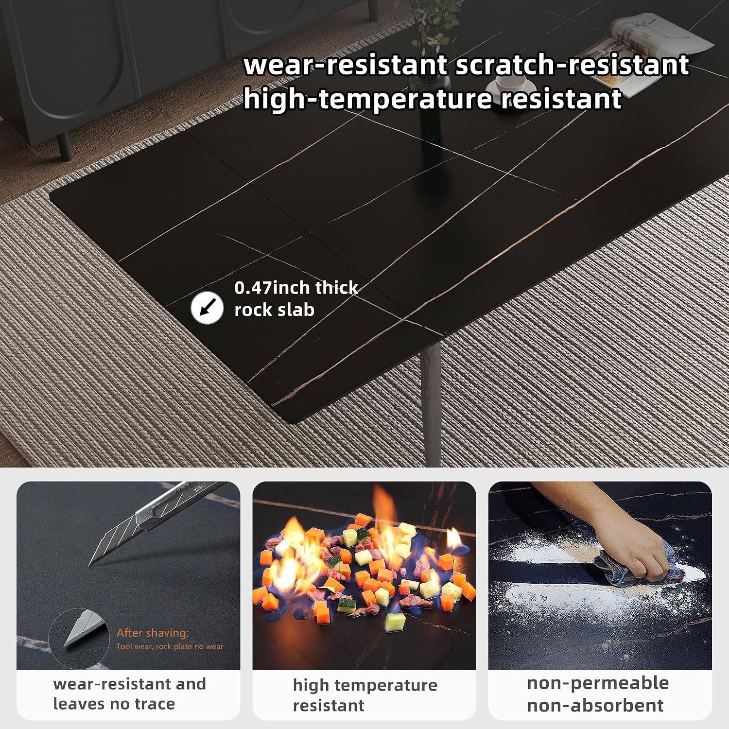 wear-resistant scratch-resistant high-temperature resistant 0.47inch thick rock slab After shaving: Tool wear, rock plate no wear. rock plate wear-resistant and leaves no trace high temperature resistant non-permeable non-absorbent