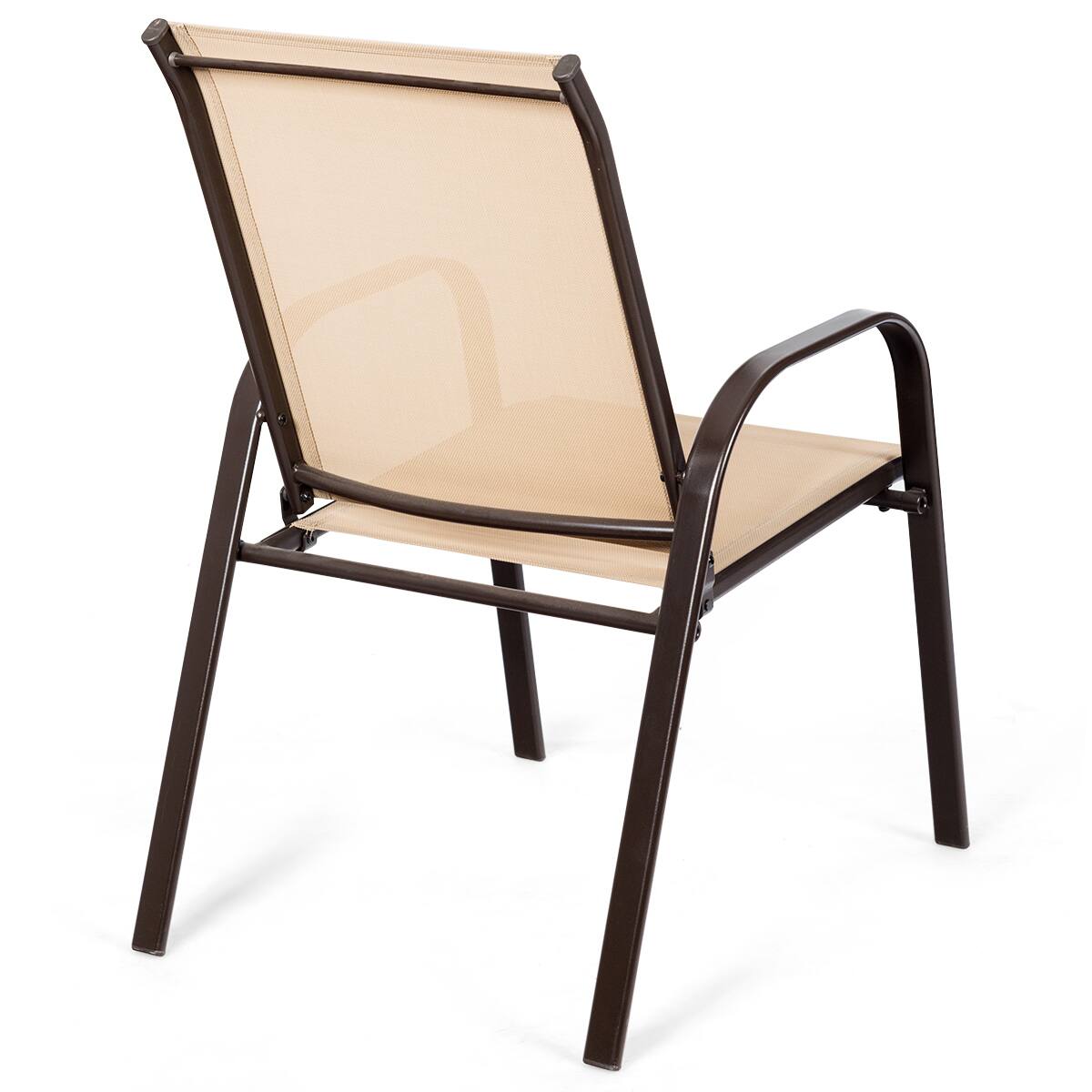 Alt View 3. Costway - Costway 2PCS Patio Chairs Dining Chair Deck Yard W/Armrest - Beige.