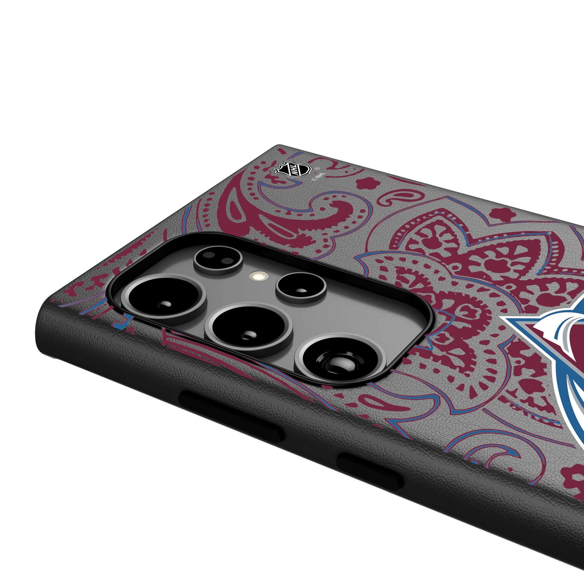 Alt View 3. Keyscaper - Colorado Avalanche Paisley Galaxy Magnetic Bump Case - S24 - Black.